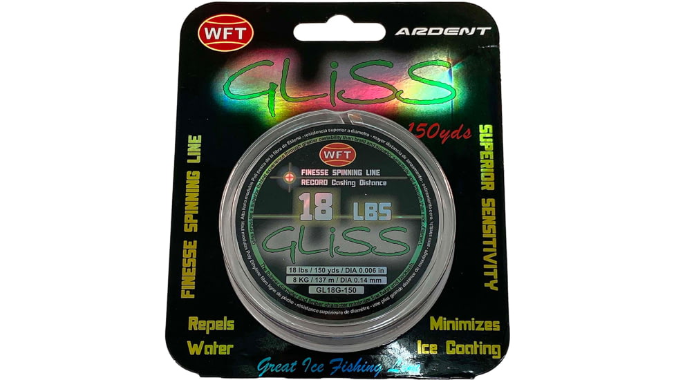 Ardent Gliss Ice Polyethylene Fishing Line, 18lb, 150yd Spool, Green, GL18G-150-ICE