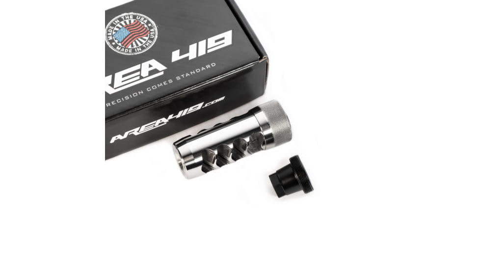 Area 419 The Hellfire Match Self-Timing Muzzle Brake, 30 Caliber, 5/8-24 Threads, Raw Stainless, 419HFMAT-SS-30-5824