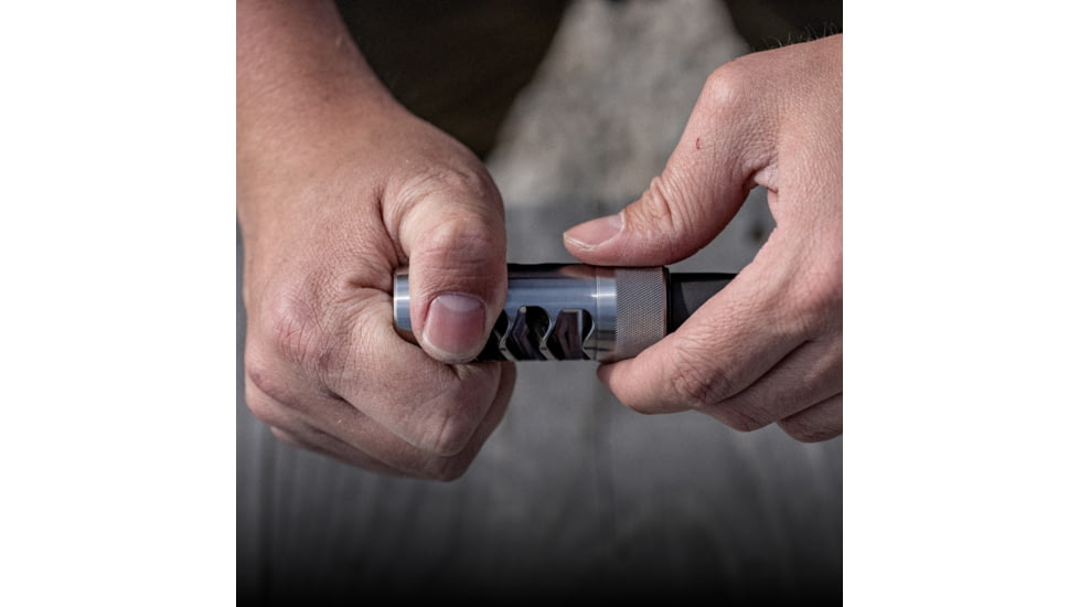Area 419 The Hellfire Match Self-Timing Muzzle Brake, 30 Caliber, 5/8-24 Threads, Raw Stainless, 419HFMAT-SS-30-5824