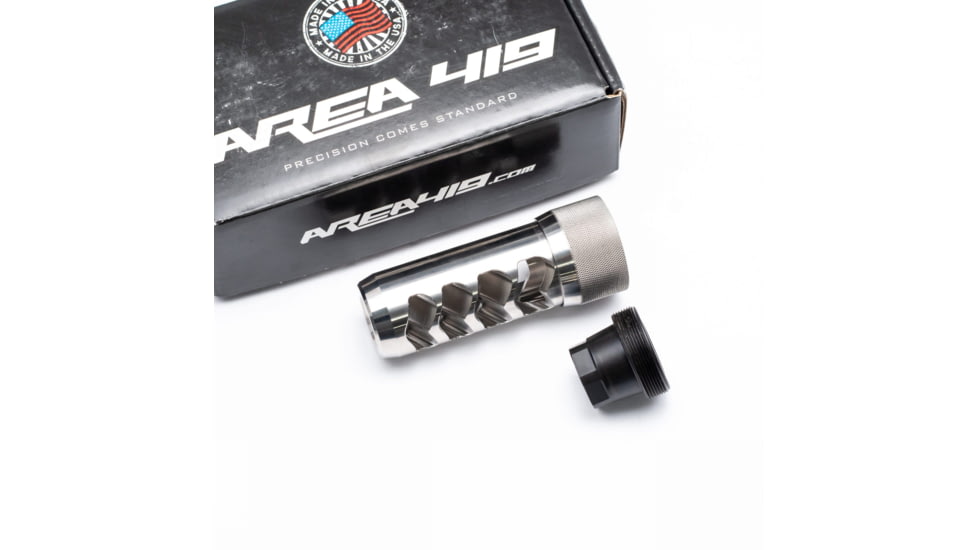 Area 419 Sidewinder Magnum Self Timing Muzzle Brake, 6.5 mm, Raw Stainless, 419-SW-6.5-SS-5824