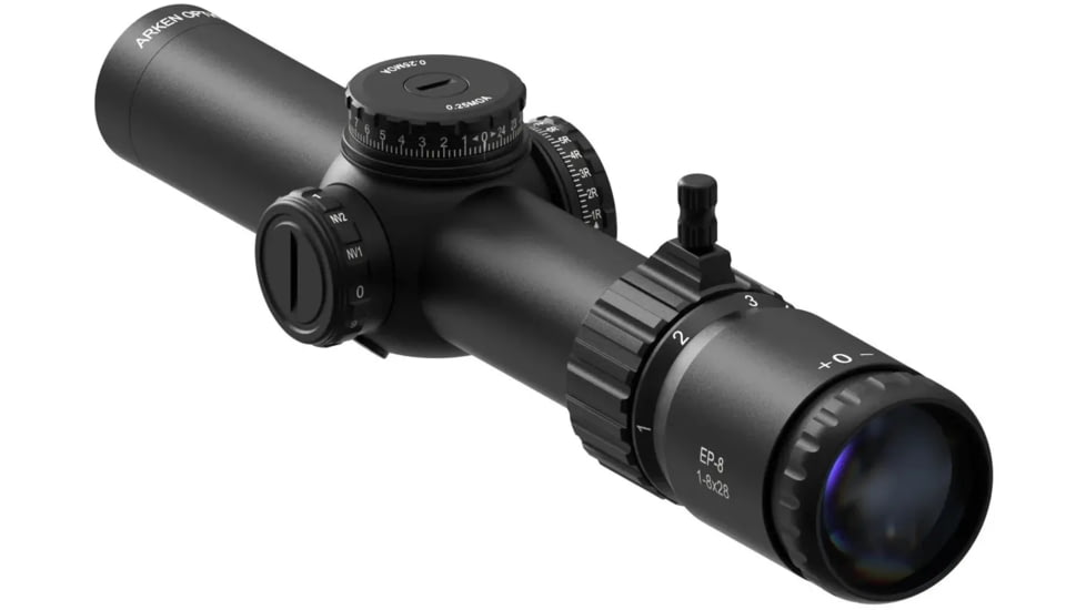 Arken Optics 1-8 34mm Tube First Focal Plane Rifle Scope, MOA, EP-8KLB