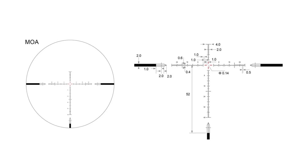 Arken Optics 6-24X50 34mm Tube First Focal Plane Rifle Scope, MOA, VHR, SH4J-6240VHR