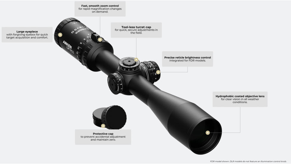 Arken Optics 3-18x42mm 30mm Tube Rifle Scope, Second Focal Plane