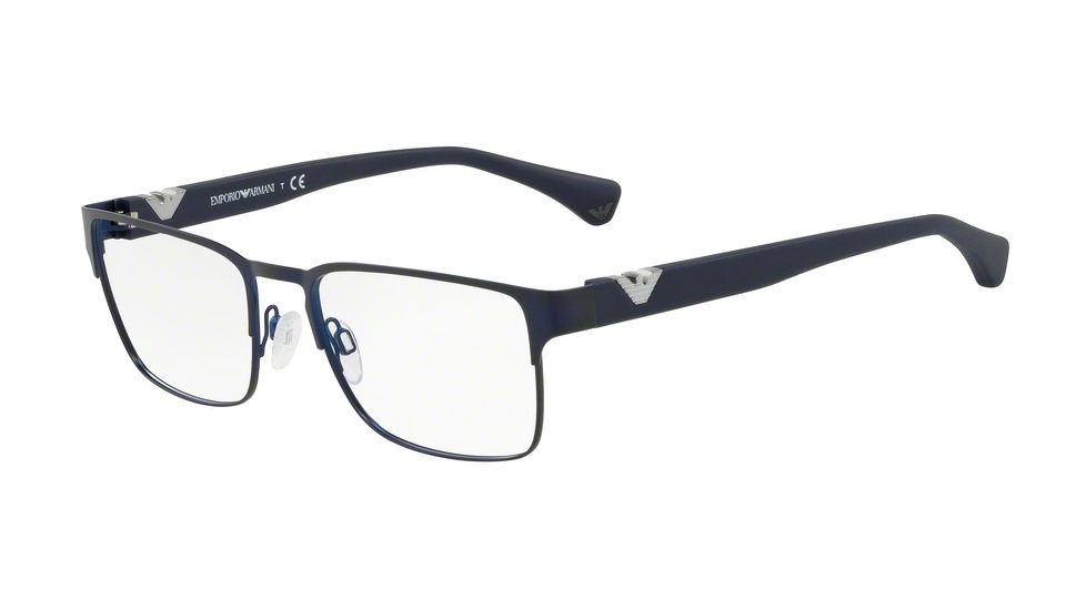 Armani EA1027 Single Vision Prescription Eyeglasses, 53mm, Matte Blue, EA1027-3100-53-SV