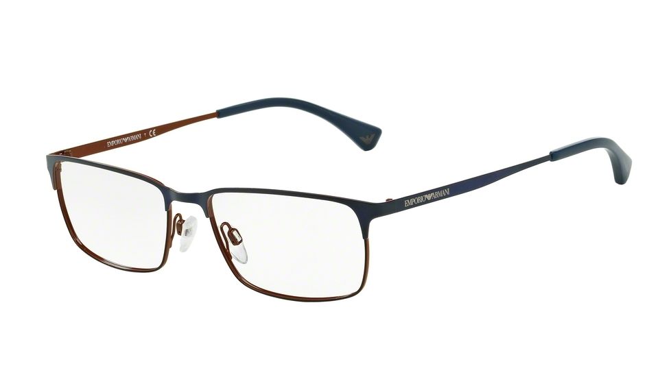 Armani EA1042 Progressive Prescription Eyeglasses 3129-53 - Matte Blue/blue/cognac Frame