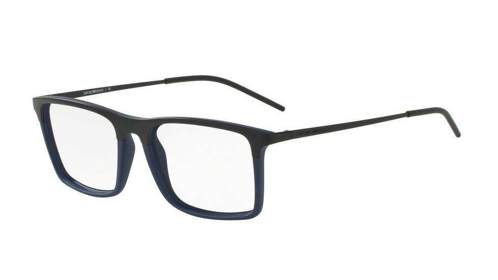 Armani EA1058 Single Vision Prescription Eyeglasses 3168-53 - Matte Black/Matte Blue Frame