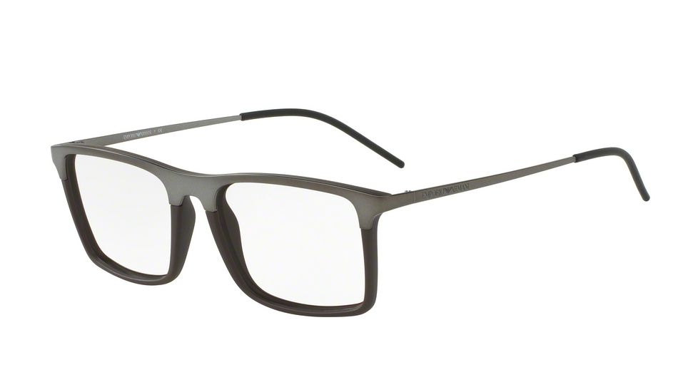 Armani EA1058 Single Vision Prescription Eyeglasses 3169-53 - Matte Gunmetal/matte Brown Frame