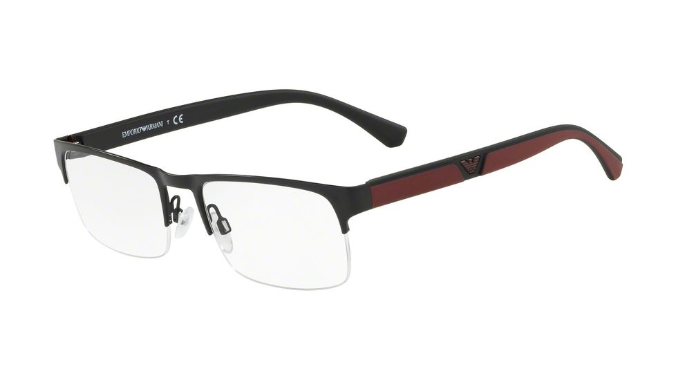 Armani EA1072 Prescription Eyeglasses, 55mm, Matte Black, EA1072-3001-55-SV