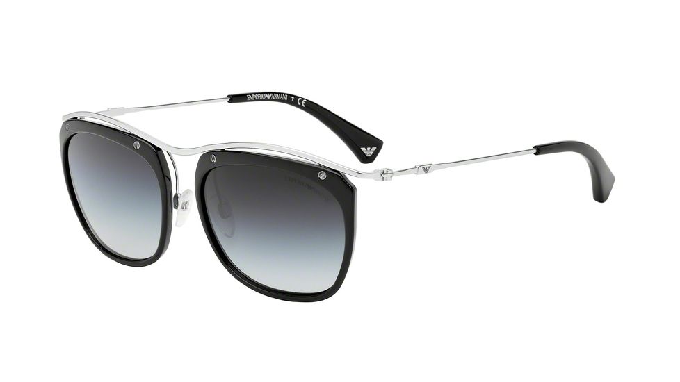 Armani EA2023 Single Vision Prescription Sunglasses EA2023-30458G-54 - Lens Diameter 54 mm, Frame Color Matte Silver/black