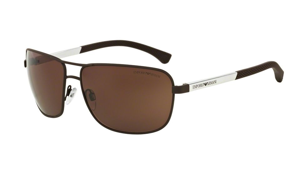 Armani EA2033 Single Vision Prescription Sunglasses EA2033-313273-64 - Lens Diameter 64 mm, Frame Color Brown Rubber