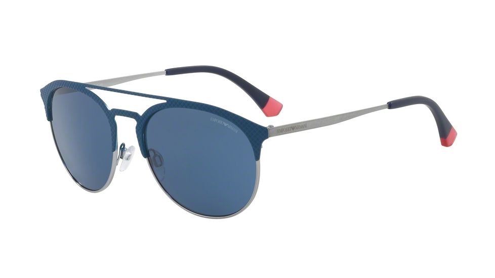 Armani EA2052 Single Vision Prescription Sunglasses EA2052-318180-56 - Lens Diameter 56 mm, Frame Color Matte Blue/Gunmetal