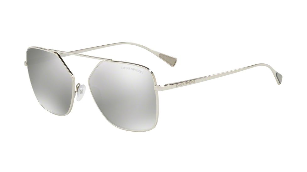 Armani EA2053 Single Vision Prescription Sunglasses EA2053-30156G-56 - Lens Diameter 56 mm, Frame Color Silver