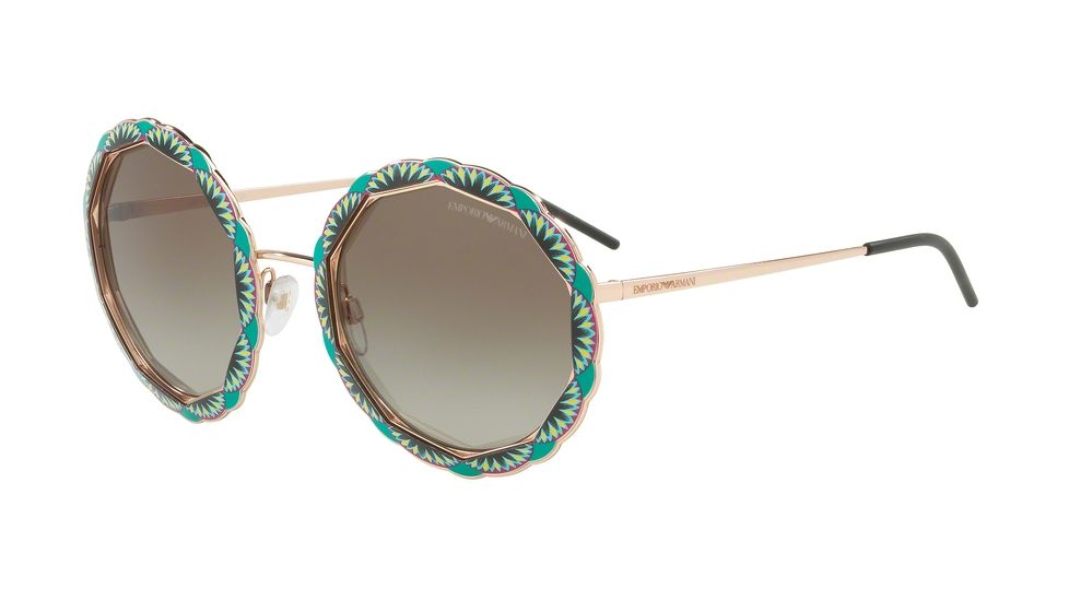 Armani EA2054 Single Vision Prescription Sunglasses EA2054-31678E-55 - Lens Diameter 55 mm, Frame Color Pink Gold