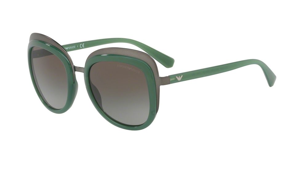 Armani EA2058 Single Vision Prescription Sunglasses EA2058-30108E-53 - Lens Diameter 53 mm, Frame Color Matte Gunmetal/opal Lt Green