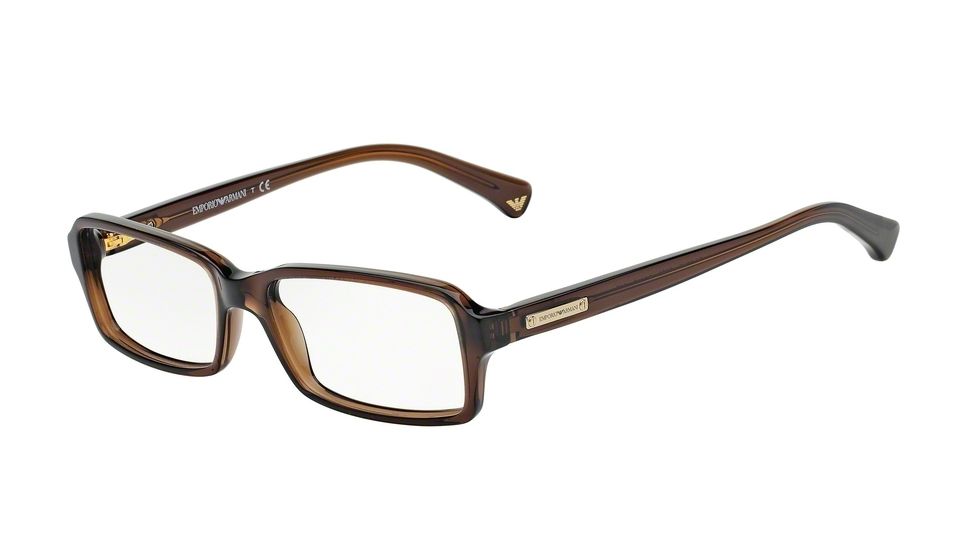 Armani EA3010 Progressive Prescription Eyeglasses 5073-52 - Dark Brown Transp Frame