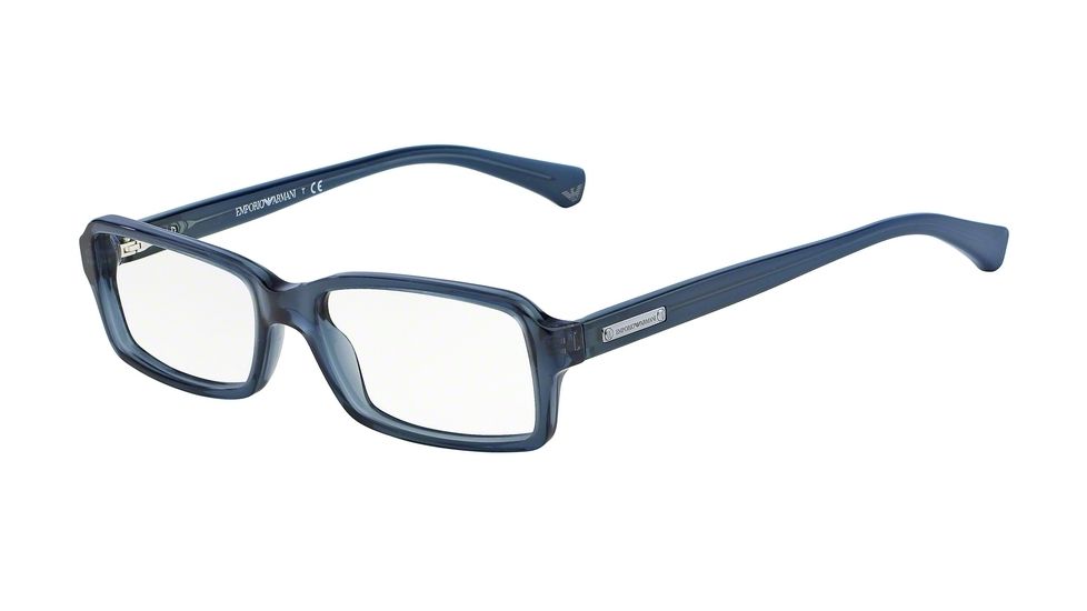 Armani EA3010 Progressive Prescription Eyeglasses 5090-52 - Blue Gray Transp Frame