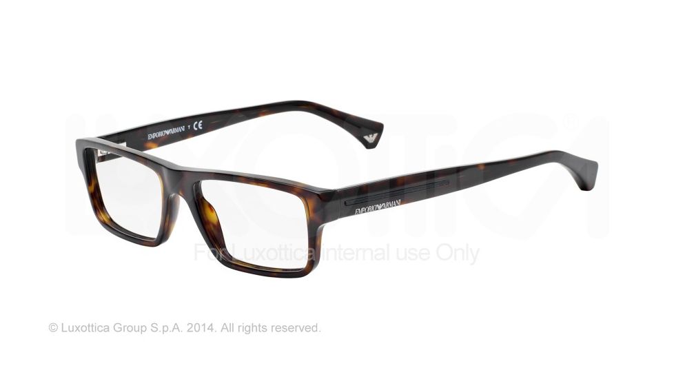 Armani EA3013 Single Vision Prescription Eyeglasses 5026-54 - Dark Havana Frame