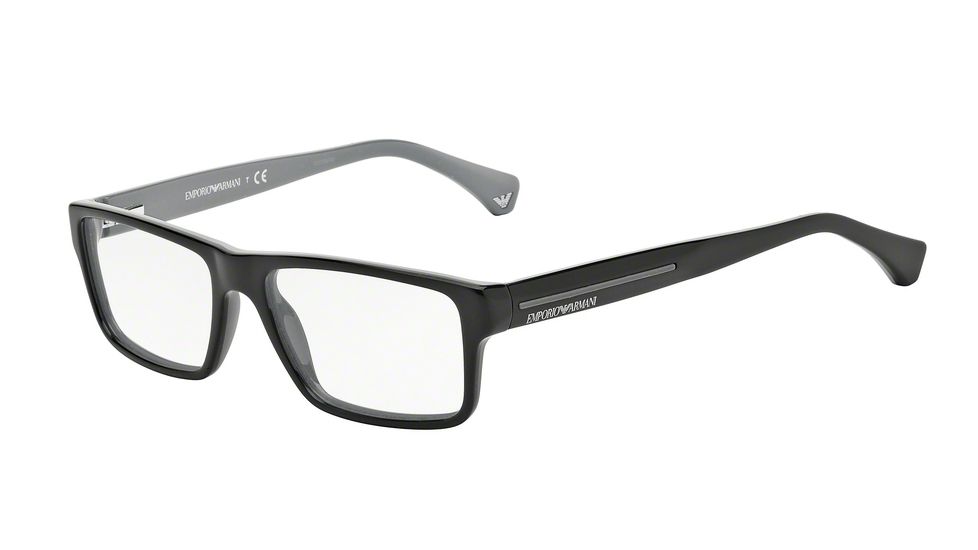 Armani EA3013 Single Vision Prescription Eyeglasses 5102-54 - Top Black On Gray Frame