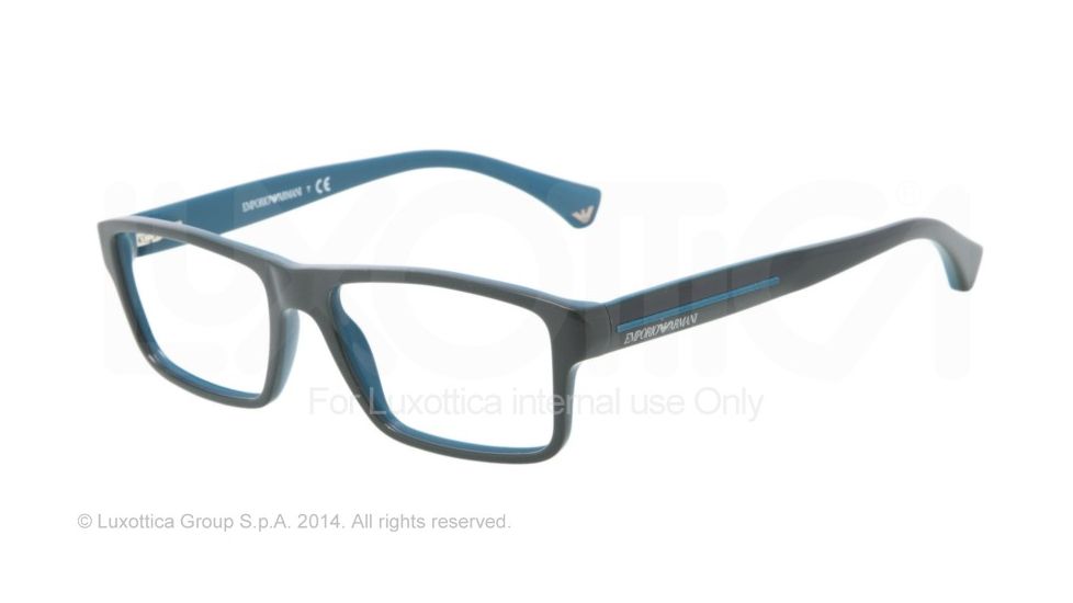 Armani EA3013 Single Vision Prescription Eyeglasses 5104-52 - Top Cypress On Petroleum Frame