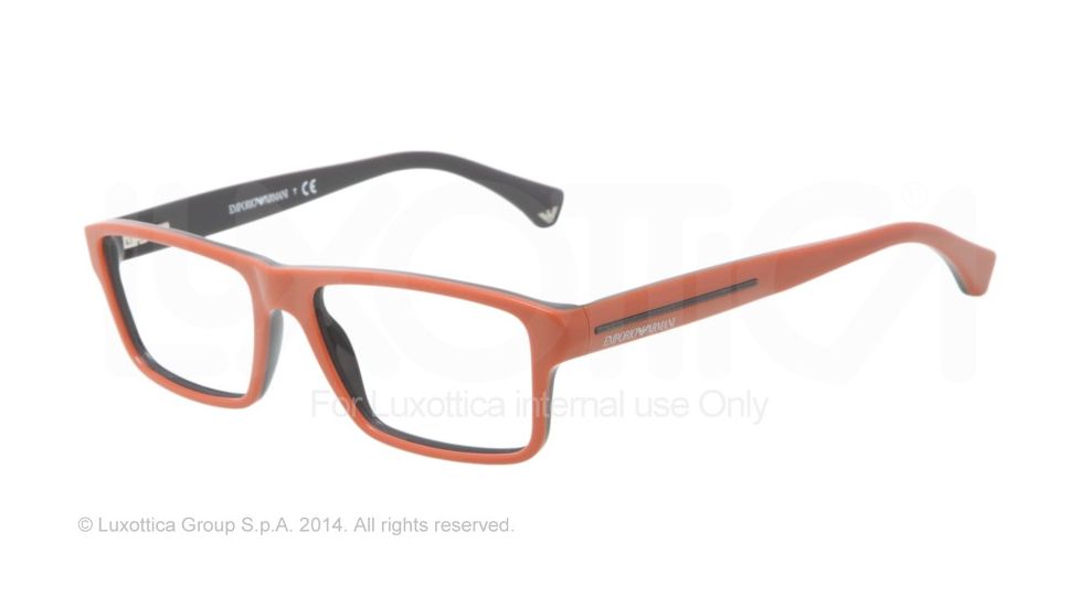 Armani EA3013 Single Vision Prescription Eyeglasses 5106-52 - Top Brick Red On Dark Gray Frame