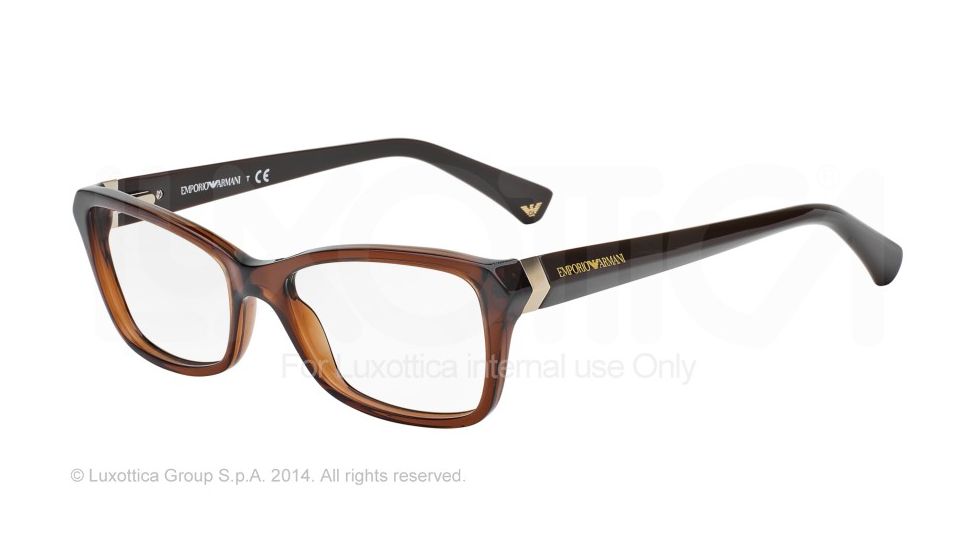 Armani EA3023F Single Vision Prescription Eyeglasses 5198-54 - Transparen Brown Frame
