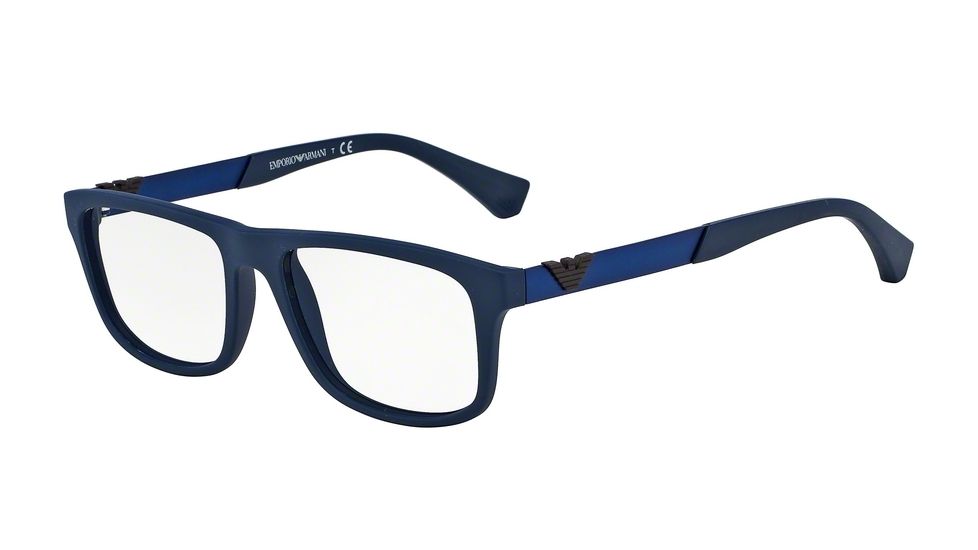Armani EA3029 Single Vision Prescription Eyeglasses 5065-52 - Blue Rubber Frame
