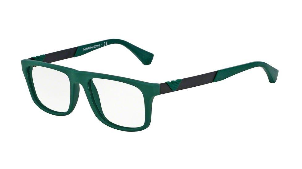 Armani EA3029 Single Vision Prescription Eyeglasses 5209-54 - Green Rubber Frame
