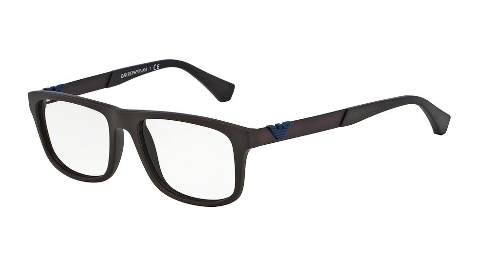 Armani EA3029 Single Vision Prescription Eyeglasses 5210-54 - Brown Rubber Frame