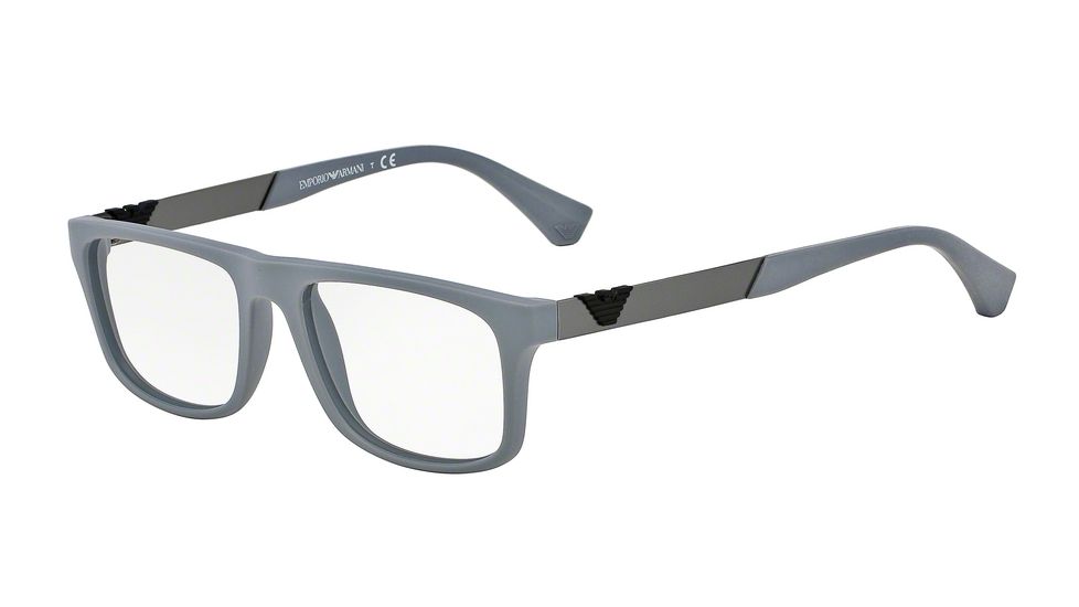 Armani EA3029 Single Vision Prescription Eyeglasses 5211-54 - Grey Rubber Frame