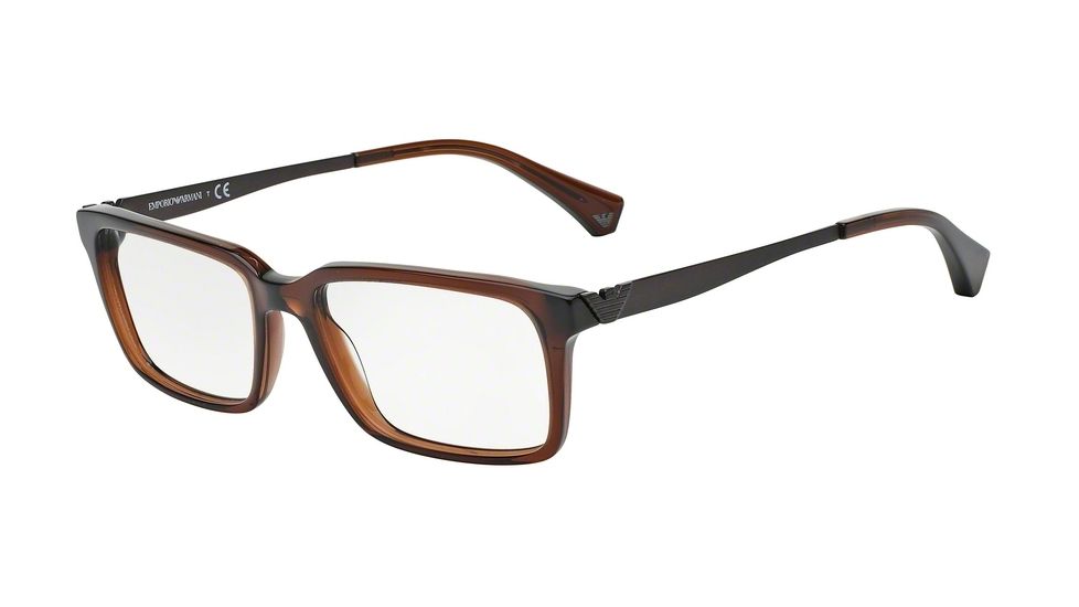 Armani EA3030 Single Vision Prescription Eyeglasses 5198-53 - Transparen Brown Frame