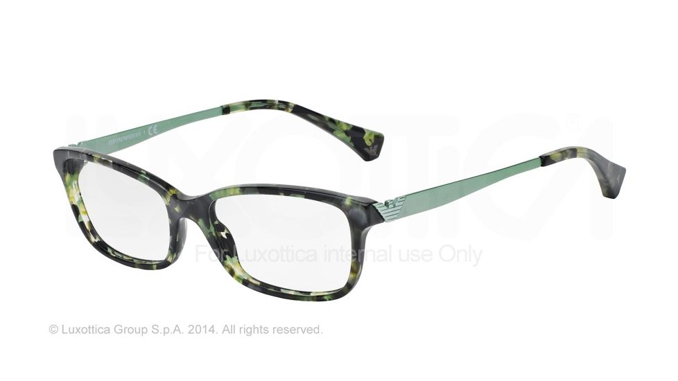 Armani EA3031 Single Vision Prescription Eyeglasses 5227-53 - Green Havana Frame