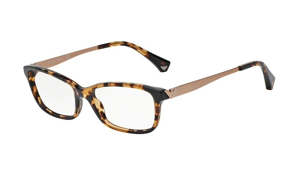 Armani EA3031 Single Vision Prescription Eyeglasses 5228-53 - Yellow Havana Frame