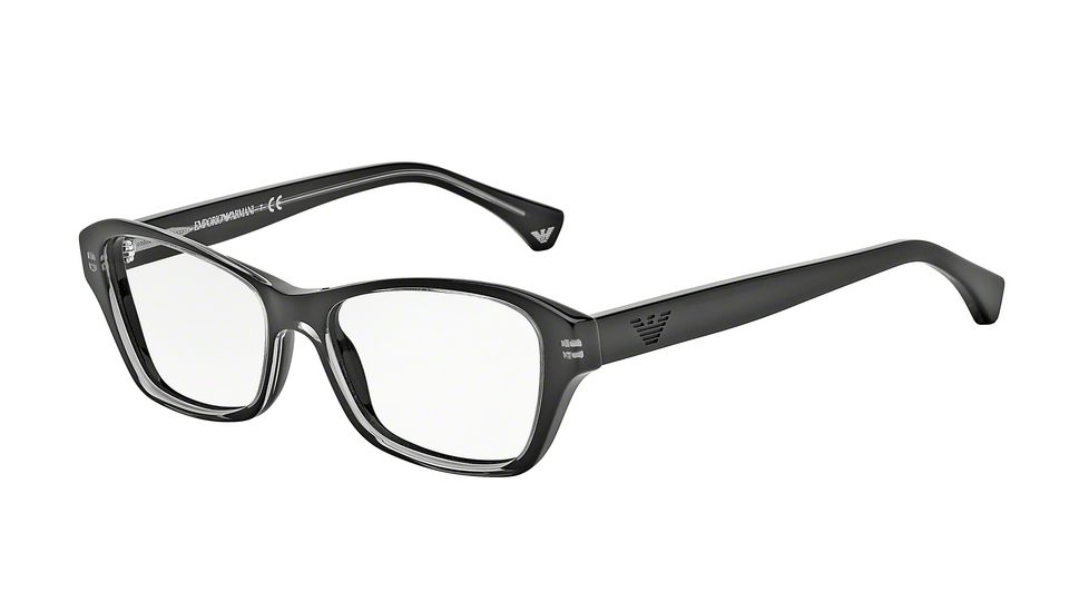 Armani EA3032 Progressive Prescription Eyeglasses 5220-52 - Transparent Grey On Black Frame