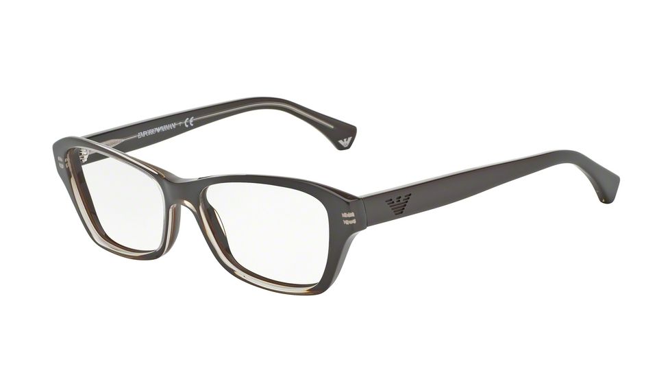 Armani EA3032 Progressive Prescription Eyeglasses 5222-52 - Transp Brown/dark Brown Frame