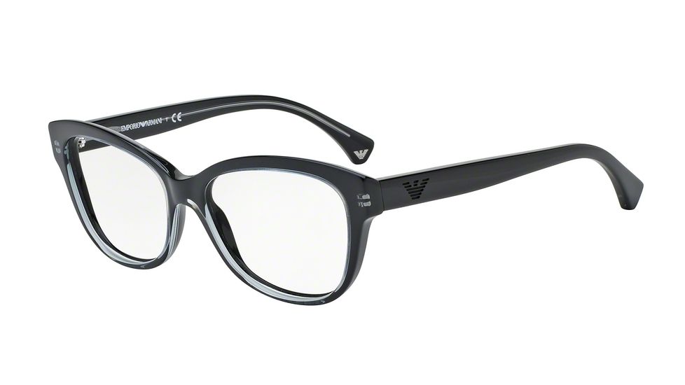 Armani EA3033 Bifocal Prescription Eyeglasses 5220-53 - Transparent Grey On Black Frame