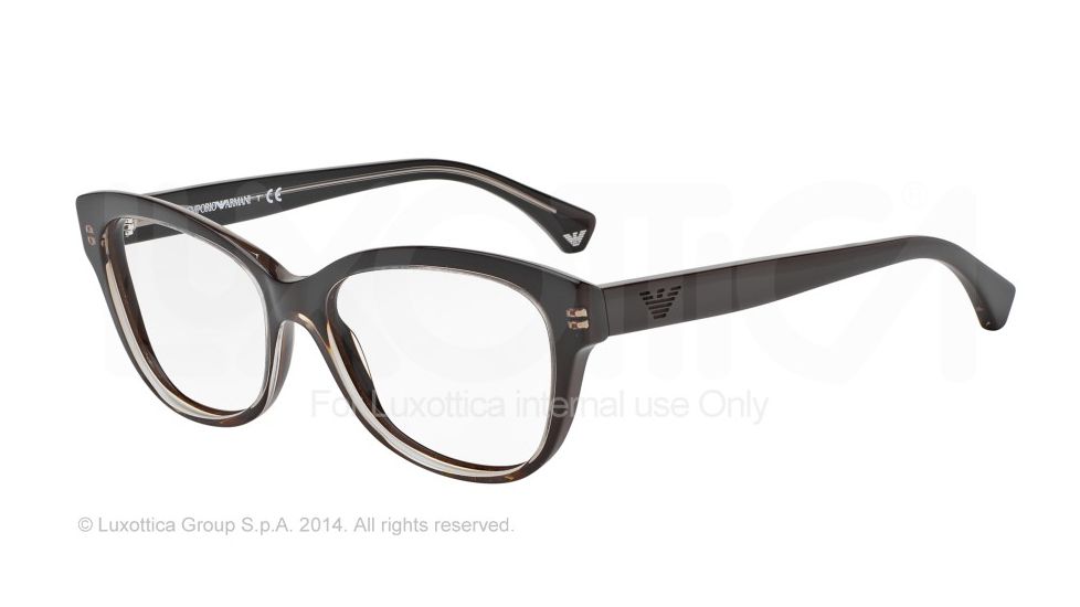 Armani EA3033 Bifocal Prescription Eyeglasses 5222-53 - Transp Brown/dark Brown Frame