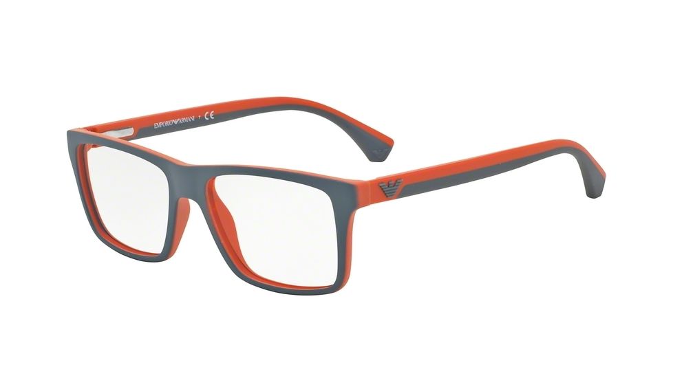 Armani EA3034 Progressive Prescription Eyeglasses 5233-55 - Grey/rubber Orange Frame