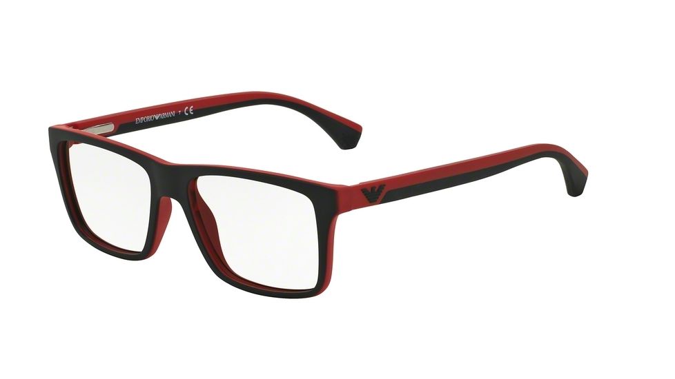Armani EA3034 Progressive Prescription Eyeglasses 5324-53 - Black/Red Rubber Frame
