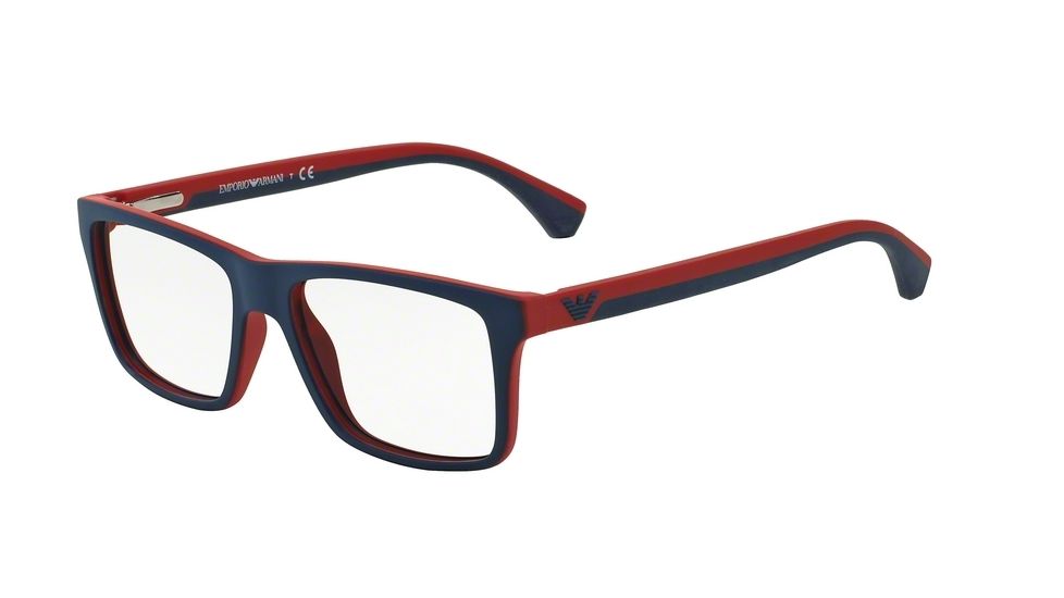 Armani EA3034 Progressive Prescription Eyeglasses 5325-53 - Blue/Red Rubber Frame