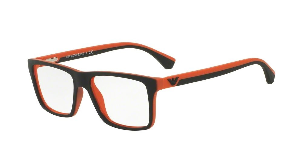 Armani EA3034 Progressive Prescription Eyeglasses 5529-53 - Black/orange Rubber Frame