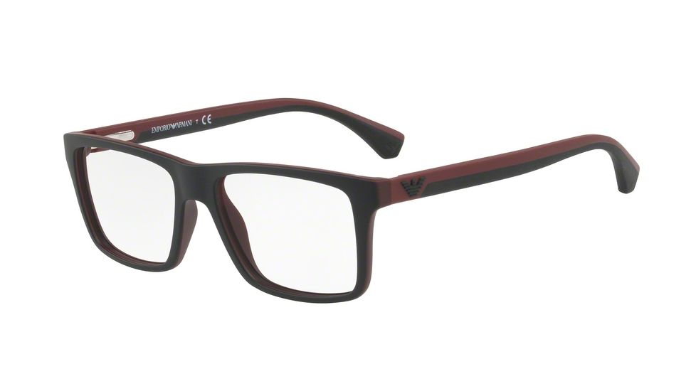 Armani EA3034 Progressive Prescription Eyeglasses 5614-55 - Top Black On Bordeaux Rubber Frame