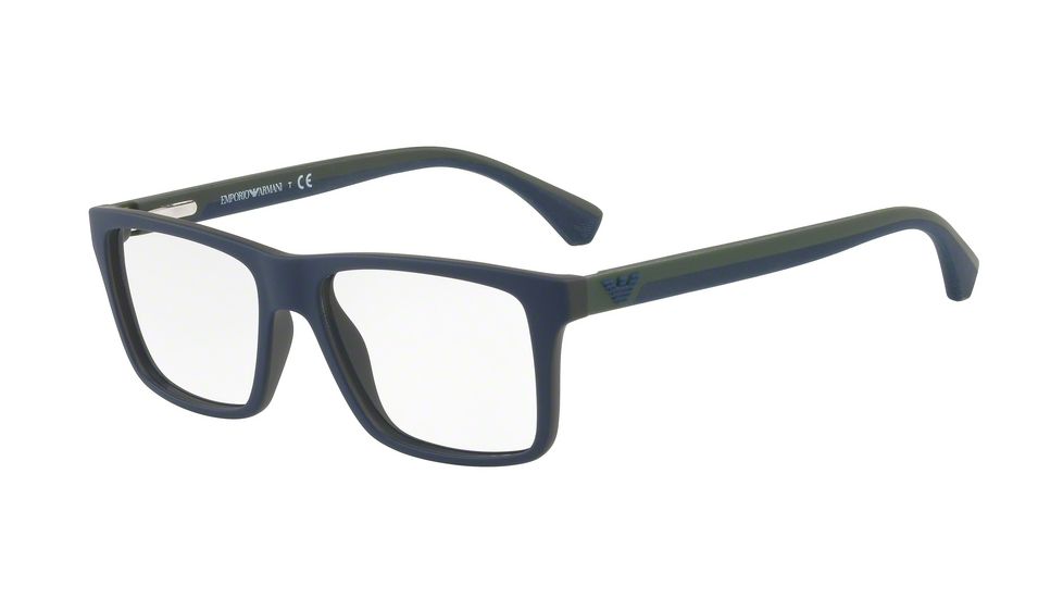 Armani EA3034 Progressive Prescription Eyeglasses 5615-55 - Top Blue On Green Rubber Frame