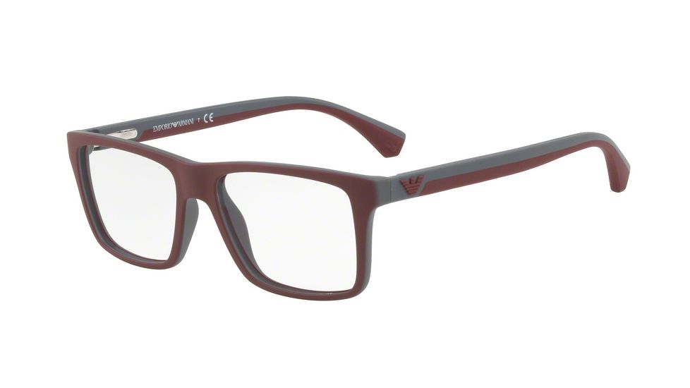 Armani EA3034 Progressive Prescription Eyeglasses 5616-55 - Top Bordeaux On Dk Grey Rubber Frame