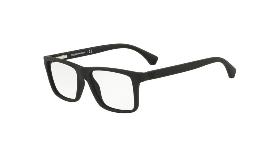 Armani EA3034 Progressive Prescription Eyeglasses, 55mm, Black Rubber, EA3034-5649-55-PRO