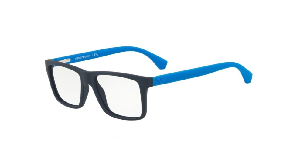 Armani EA3034 Progressive Prescription Eyeglasses, 55mm, Blue Rubber, EA3034-5650-55-PRO