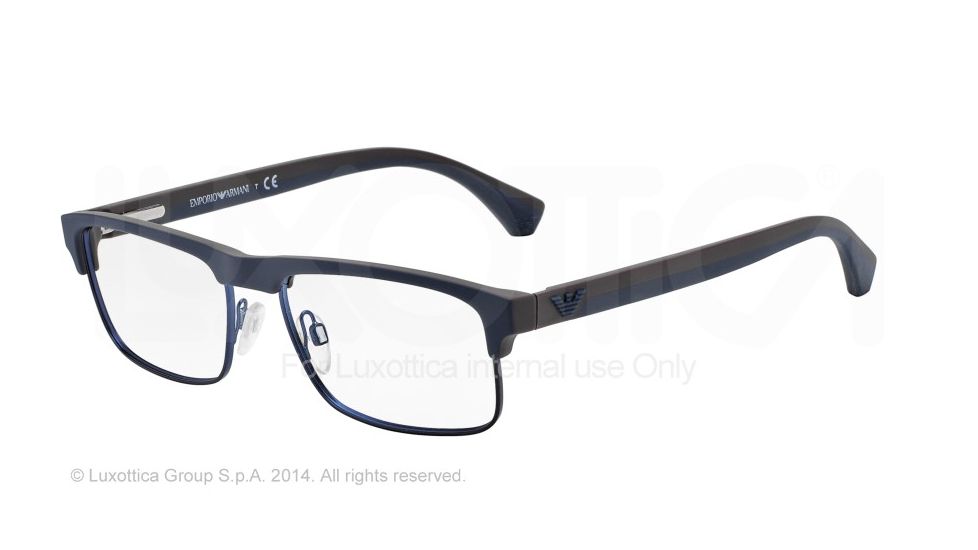 Armani EA3035 Bifocal Prescription Eyeglasses 5230-55 - Blue/rubber Brown Frame