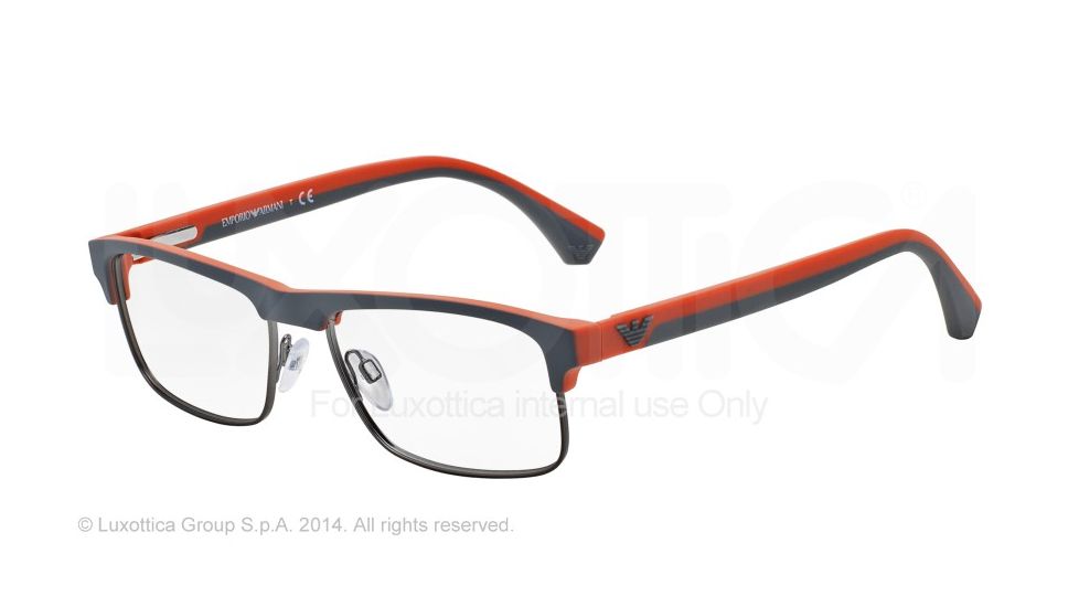 Armani EA3035 Bifocal Prescription Eyeglasses 5233-55 - Grey/rubber Orange Frame