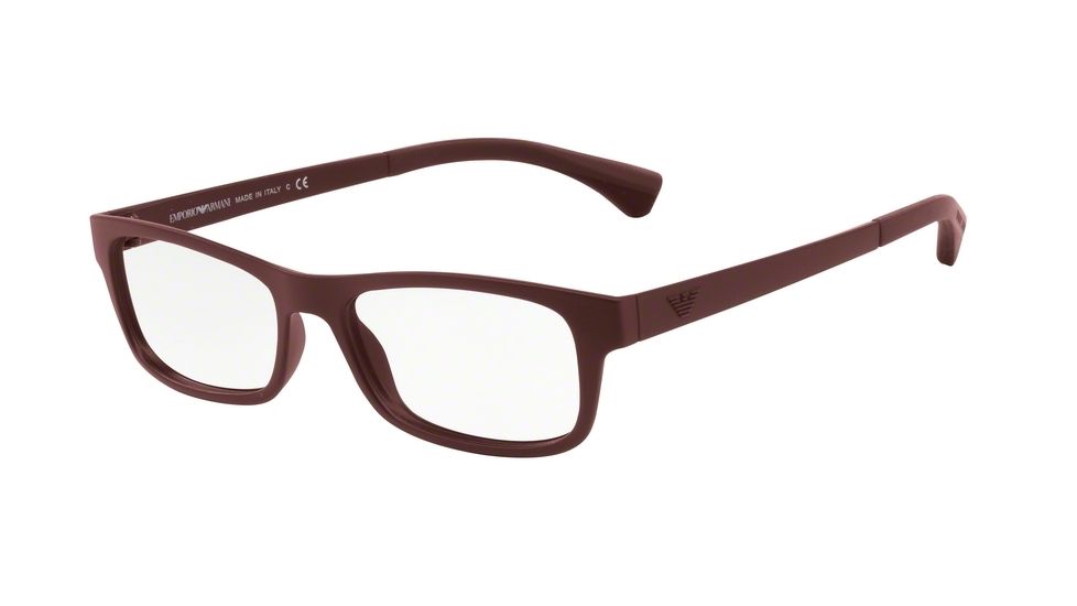 Armani EA3037 Single Vision Prescription Eyeglasses 5261-52 - Matte Bordeaux Frame