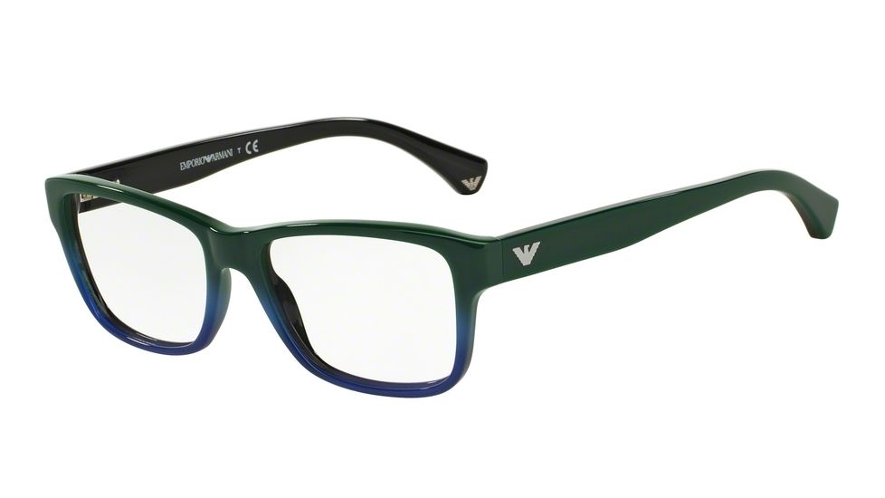 Armani EA3051 Progressive Prescription Eyeglasses 5349-51 - Green Gradient Blue On Black Frame