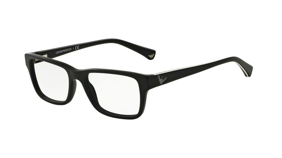 Armani EA3057F Single Vision Prescription Eyeglasses 5364-55 - Matte Black Frame